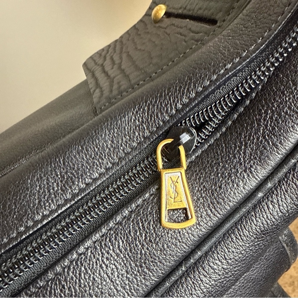 Yves Saint Laurent Rive Gauche Hobo Shoulder Bag Black Leather Large - Picture 12 of 13